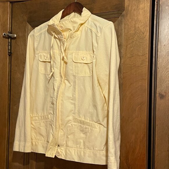 SO SOFT!! Croft & Barrow L Yellow Knit Woven Cotton Zip Button Sweatshirt Jacket - Picture 2 of 15